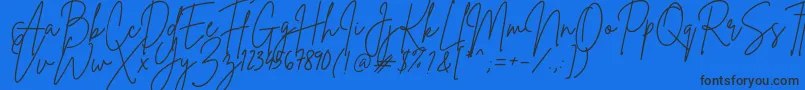 Czcionka BrittanySignature – czarne czcionki na niebieskim tle