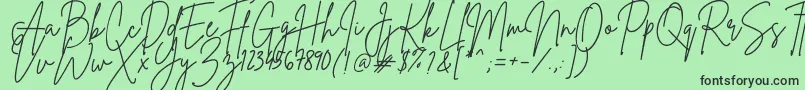 Czcionka BrittanySignature – czarne czcionki na zielonym tle