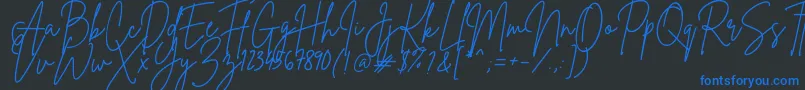 Czcionka BrittanySignature – niebieskie czcionki na czarnym tle