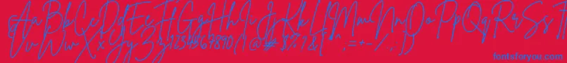BrittanySignature Font – Blue Fonts on Red Background