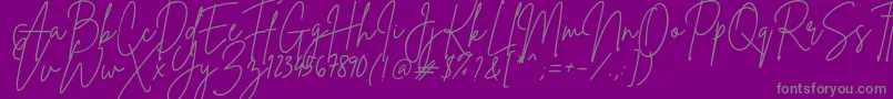 BrittanySignature-fontti – harmaat kirjasimet violetilla taustalla