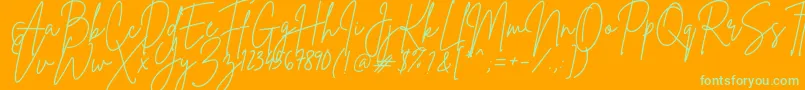 BrittanySignature-Schriftart – Grüne Schriften auf orangefarbenem Hintergrund