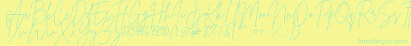 Czcionka BrittanySignature – zielone czcionki na żółtym tle