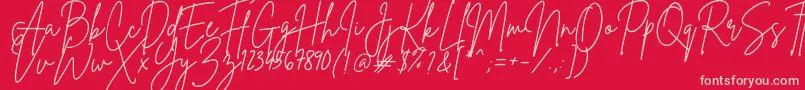 Fonte BrittanySignature – fontes rosa em um fundo vermelho