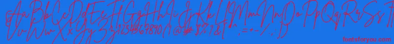 Czcionka BrittanySignature – czerwone czcionki na niebieskim tle