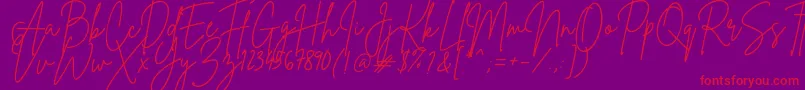 Czcionka BrittanySignature – czerwone czcionki na fioletowym tle