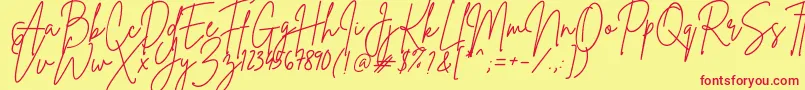 BrittanySignature-Schriftart – Rote Schriften auf gelbem Hintergrund