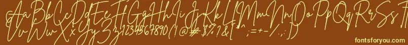 BrittanySignature-Schriftart – Gelbe Schriften auf braunem Hintergrund