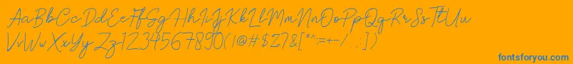 Brittney Signature Font – Blue Fonts on Orange Background