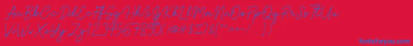 Brittney Signature-Schriftart – Blaue Schriften auf rotem Hintergrund