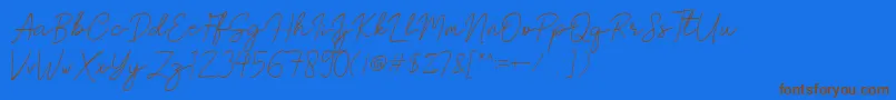 Brittney Signature-Schriftart – Braune Schriften auf blauem Hintergrund