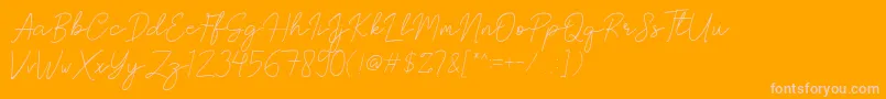 Fonte Brittney Signature – fontes rosa em um fundo laranja