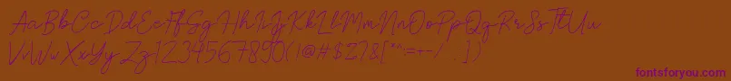 Czcionka Brittney Signature – fioletowe czcionki na brązowym tle