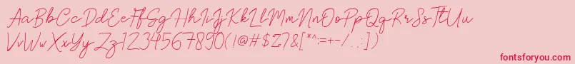 Brittney Signature Font – Red Fonts on Pink Background