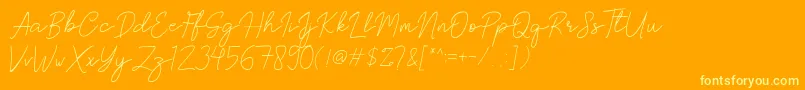 Brittney Signature-Schriftart – Gelbe Schriften auf orangefarbenem Hintergrund