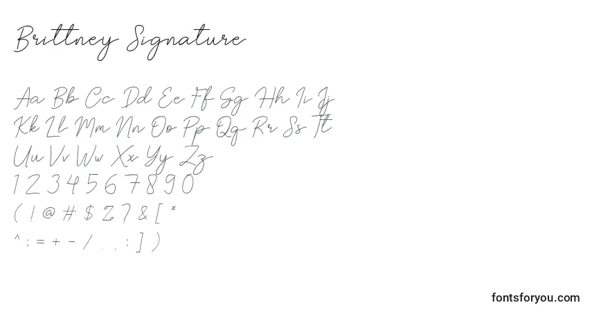 Шрифт Brittney Signature (122196) – алфавит, цифры, специальные символы