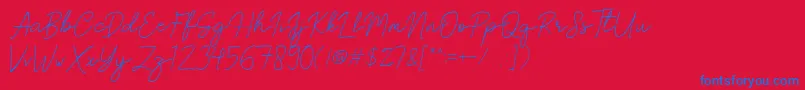 Brittney Signature Font – Blue Fonts on Red Background
