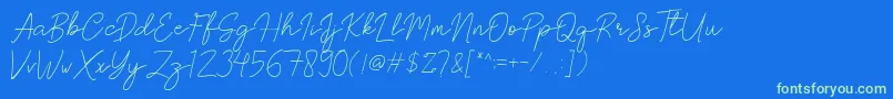 Brittney Signature-Schriftart – Grüne Schriften auf blauem Hintergrund