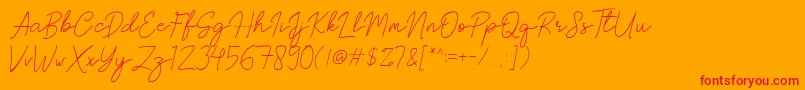 Brittney Signature-Schriftart – Rote Schriften auf orangefarbenem Hintergrund