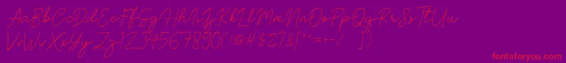 Brittney Signature-Schriftart – Rote Schriften auf violettem Hintergrund