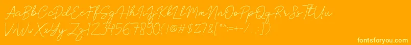 Brittney Signature Font – Yellow Fonts on Orange Background