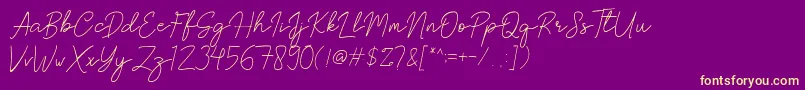 Brittney Signature Font – Yellow Fonts on Purple Background