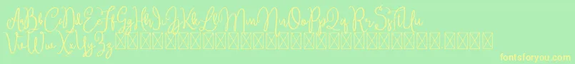 Brittney-Schriftart – Gelbe Schriften auf grünem Hintergrund