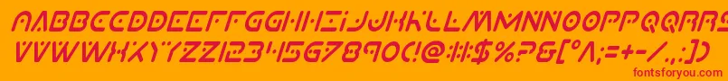Planetxcompactcondital-Schriftart – Rote Schriften auf orangefarbenem Hintergrund