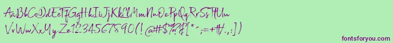 Broadcast Matter Font – Purple Fonts on Green Background