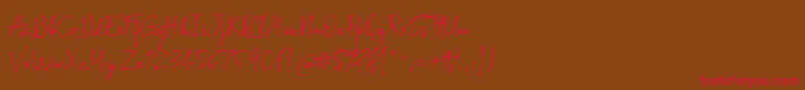 Broadcast Matter-Schriftart – Rote Schriften auf braunem Hintergrund