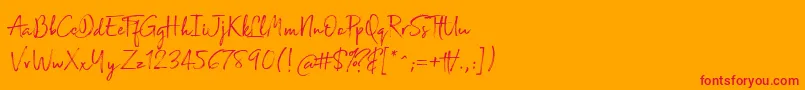 Broadcast Matter-Schriftart – Rote Schriften auf orangefarbenem Hintergrund
