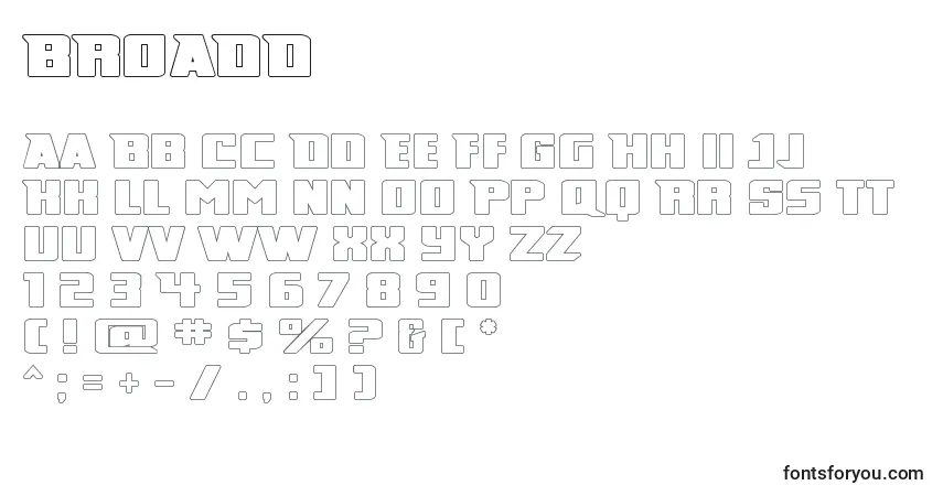 Fuente BROADD   (122202) - alfabeto, números, caracteres especiales