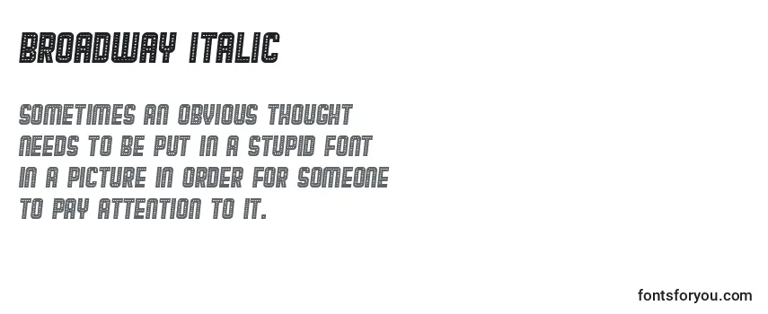 Review of the Broadway Italic Font