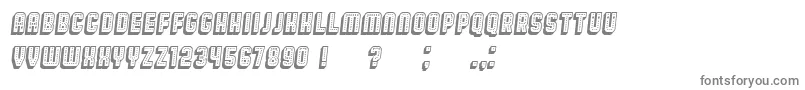 Broadway3D Italic-fontti – harmaat kirjasimet valkoisella taustalla
