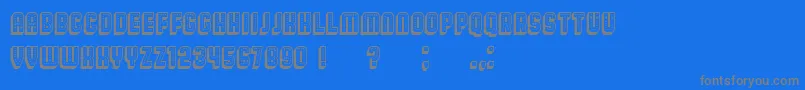 Broadway3D-fontti – harmaat kirjasimet sinisellä taustalla
