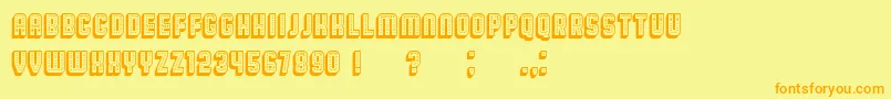 フォントBroadway3D – オレンジの文字が黄色の背景にあります。