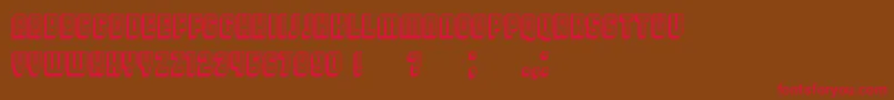 フォントBroadway3D – 赤い文字が茶色の背景にあります。