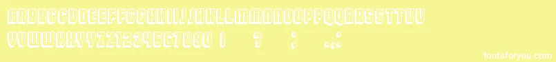 フォントBroadway3D – 黄色い背景に白い文字