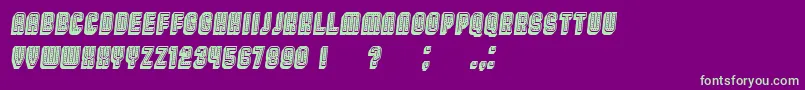 フォントBroadway3DFilled Italic – 紫の背景に緑のフォント
