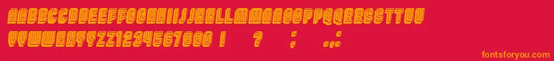 Broadway3DFilled Italic-fontti – oranssit fontit punaisella taustalla