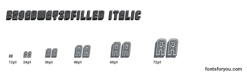Broadway3DFilled Italic Font Sizes