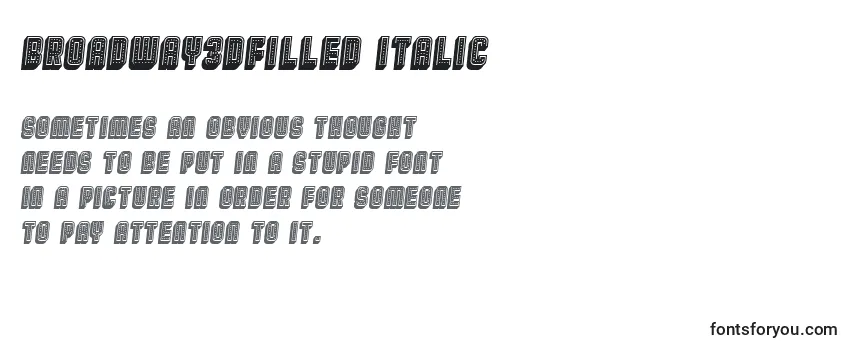 Broadway3DFilled Italic Font