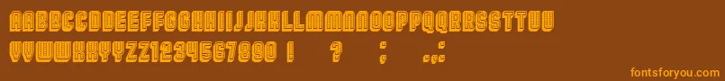 Weitere Informationen zur Broadway3DFilled-Schriftart Broadway3DFilled-Schriftart – Orangefarbene Schriften auf braunem Hintergrund