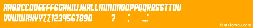 Fonte BroadwayFlat Italic – fontes brancas em um fundo laranja