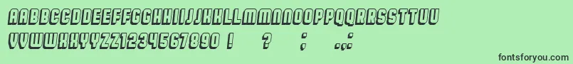 BroadwayFlat3D Italic-Schriftart – Schwarze Schriften auf grünem Hintergrund