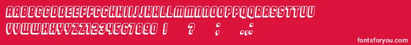 BroadwayFlat3D Italic-fontti – valkoiset fontit punaisella taustalla
