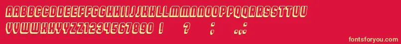 Czcionka BroadwayFlat3D Italic – żółte czcionki na czerwonym tle