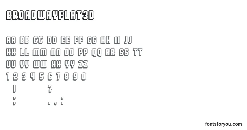 Czcionka BroadwayFlat3D – alfabet, cyfry, specjalne znaki