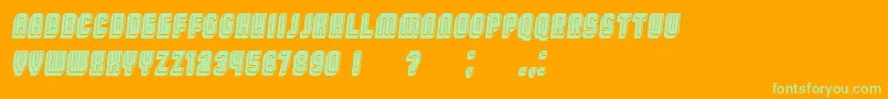 BroadwayFlat3DFilled Italic-Schriftart – Grüne Schriften auf orangefarbenem Hintergrund