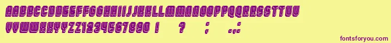 BroadwayFlat3DFilled Italic Font – Purple Fonts on Yellow Background